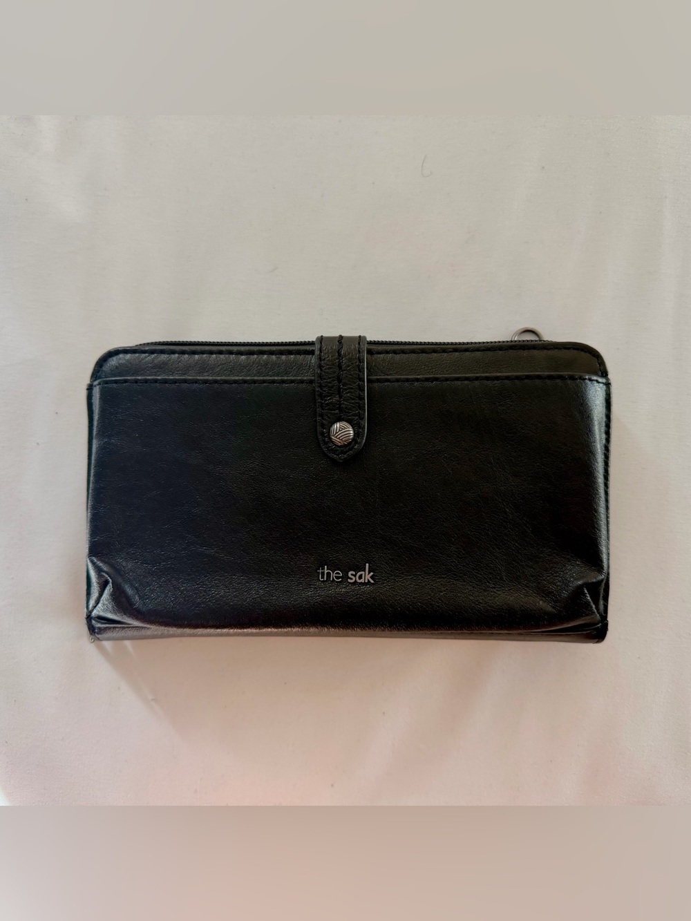 The Sak Black Leather Wallet Clutch crossbody bag